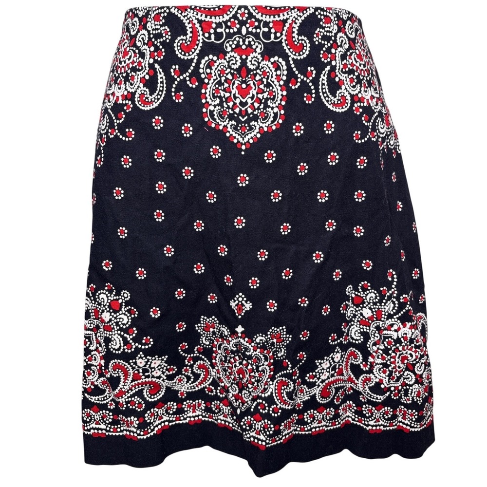 Talbots Womens Navy Blueโ Bandana Paisley A-Line Mini Skirt 6P Stretch Boho Folk